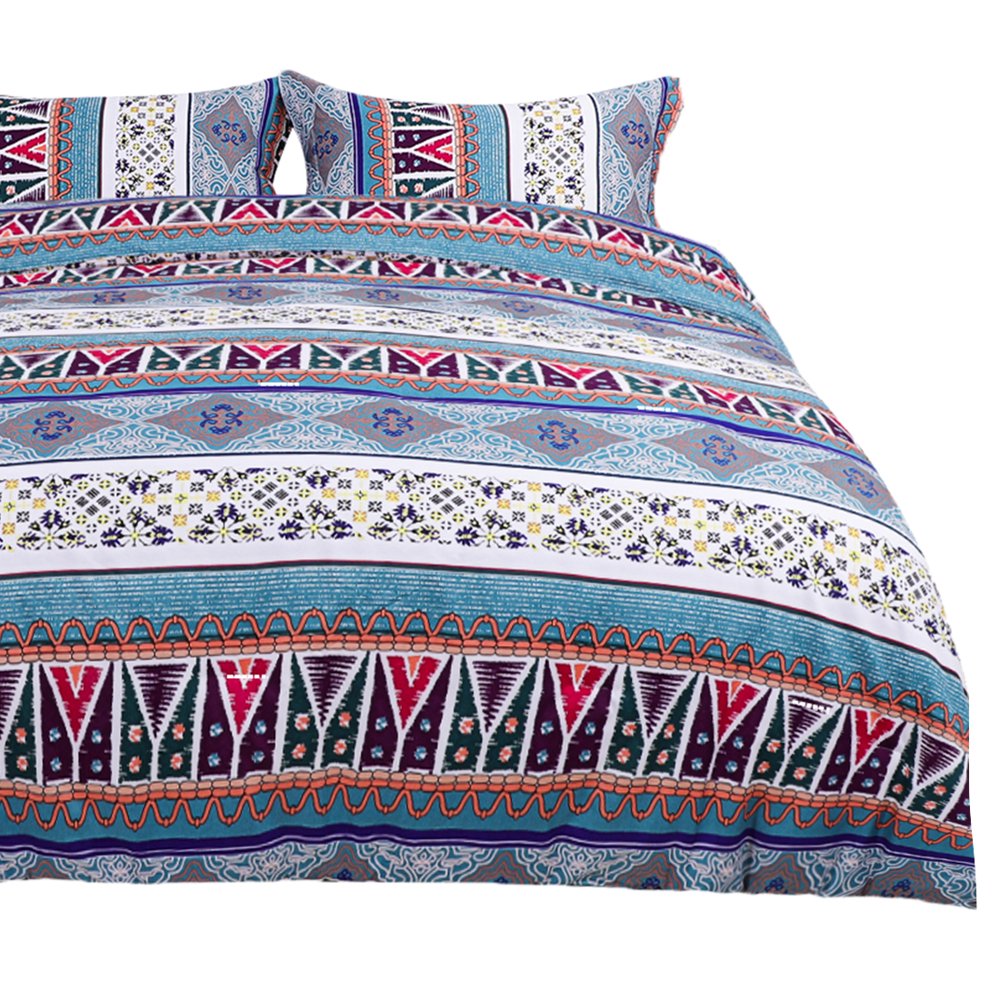 Unique Bargains 3pc Bohemian Comforter Set, Cal King, Polyester, Gray