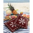 thumbnail image 3 of Pack of 2 Outdoor Pillow Covers, Winter Christmas Snowflake Red and Black Plaid Waterproof Square Throw Pillowcase Cushion Decorative Pillow Covers for Couch Patio Tent, 16x16 in, 3 of 6