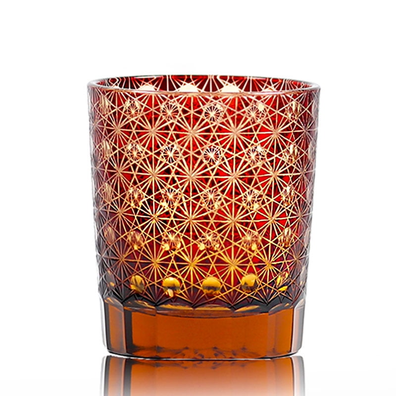 Classic Red  Style Hand-Carved 250ml 8oz Drinking Glass Custom Color Spirit Cocktail Glass for Wine Whiskey in Stock Gift Packing
