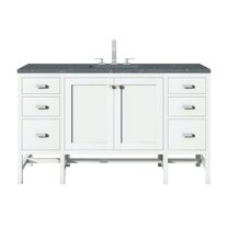 James Martin Vanities 60" Single Vanity, Glossy White w/ 3 CM Parisien Bleu Quartz Top