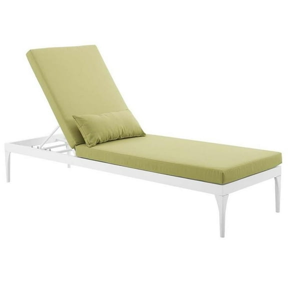 Pemberly Row  Patio Chaise Lounge in White and Peridot