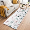 thumbnail image 3 of 2x6 Kitchen Runner Rug, Teal Pink Spring Floral Non-Skid Rubber Backing Large Rectangle Rugs - Living Room Bedroom Home Office, Summer Botanical Watercolor Indoor Floor Mat Carpets Washable Rug, 3 of 9