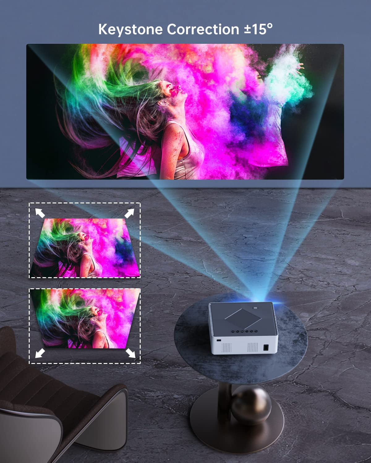 Outdoor Projector, HISION Mini Projector, Full HD Movie Projector
