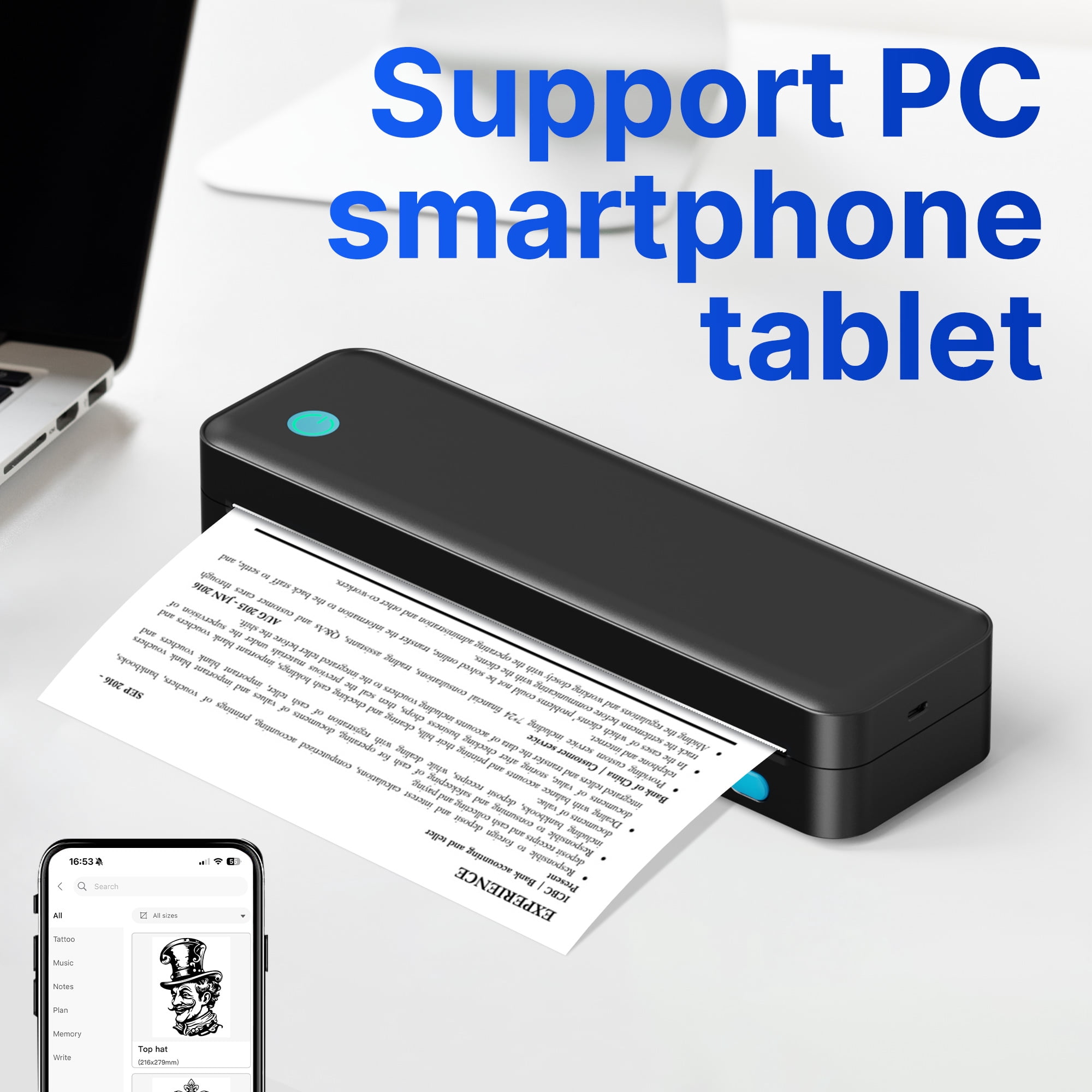 CHIVALZ Portable Printers for Travel, Support & 8.5"x11" US Letter Size, for Home Use Suitable for Phone & PC