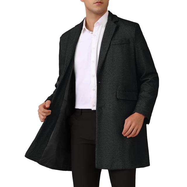 Abrigos de espiga Inspire Chic para hombres, corte clásico, abrigo de invierno de una sola fila, XL, negro