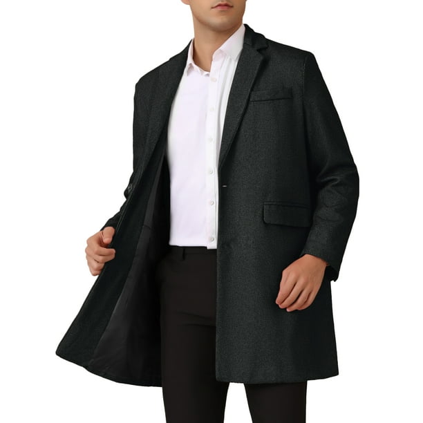Abrigos de espiga Inspire Chic para hombres, corte clásico, abrigo de invierno de una sola fila, XL, negro