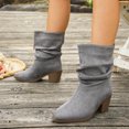 thumbnail image 6 of Willtoo Women's Faux Suede Ankle Boots, Slouchy Ruched Chunky Heel Booties, Round Toe Comfortable Pull-On Casual Shoes, 6 of 6