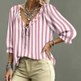 thumbnail image 4 of Women's Polka Dot Top Summer V Neck 3/4 Sleeve Lace Up Blouses Floral Blouses Work Shirts, 4 of 5