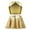 Gold, variant on iiniim Girls Dance Cheerleading Metallic Turtleneck Crop Tops with Pleated A-line Skirt Dancewear Gold 12