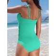 thumbnail image 6 of Charmo Scalloped Ribbed One-Piece Tummy Control Swimsuits for Women Button-Down Bathing Suit, 6 of 8