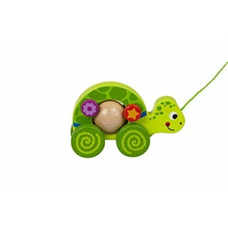 TOYSTERS Pull Along Turtle Walking Toy | Wood Animal Walker Toys for Boys and Girls | Gifts for Toddler Babies 1 Year Old and Up |