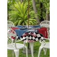 thumbnail image 3 of Outdoor Tablecloths with Umbrella Hole & Zipper, Red Vintage Gnomes Round Tablecloth 54 Inch, Black Checkered Retro Art Waterproof Table Cloth, Patio/Pool/Picnic Table Covers, 3 of 8