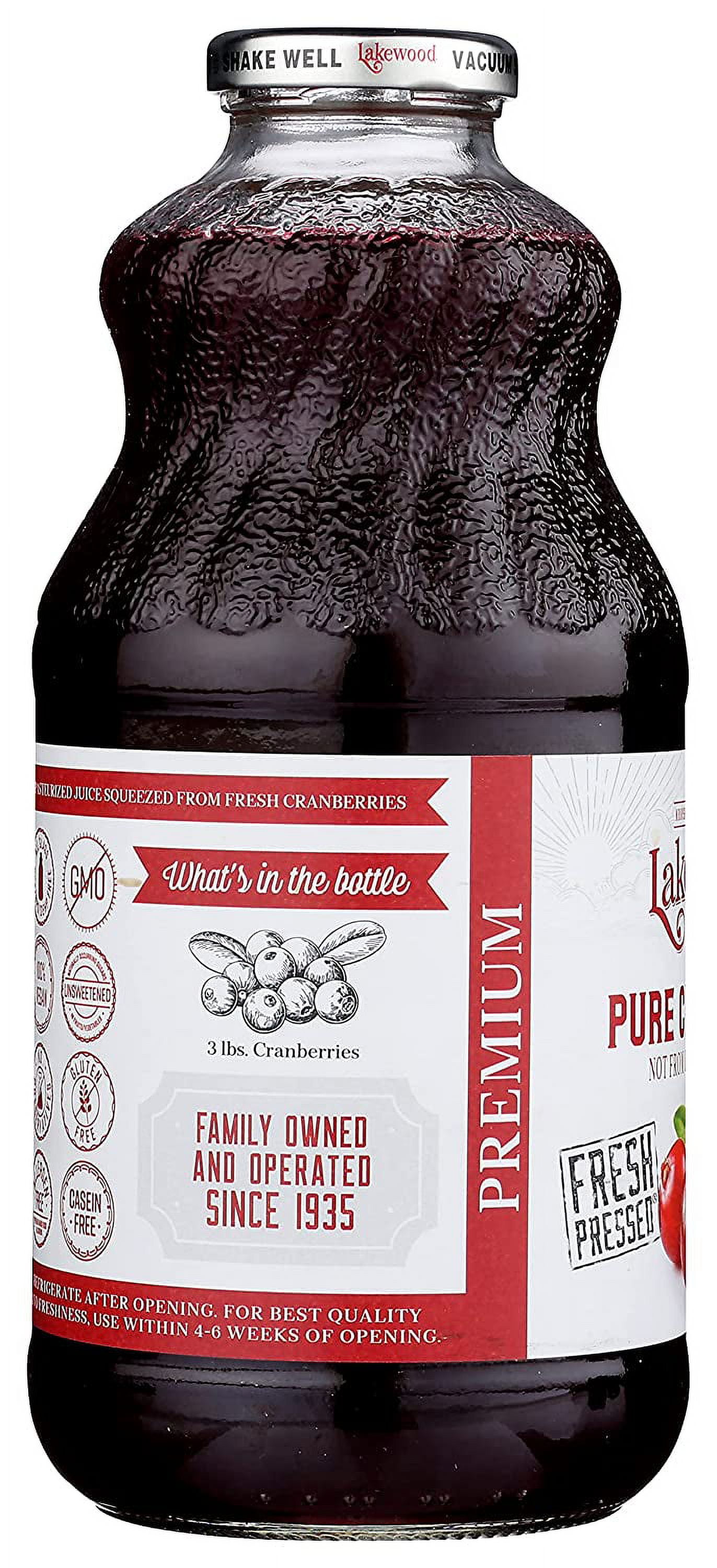 Lakewood Premium Pure Fruit Juice Pressed Cranberry 32 fl oz
