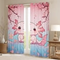 thumbnail image 2 of jejeloiu Kawaii Axolotl Blackout Curtains Set of 2 (52x84 Each),Magical Ocean Animal Window Curtains,Pink Cherry Blossom Curtains and Drapes,Lightweight Room Decor, 2 of 6