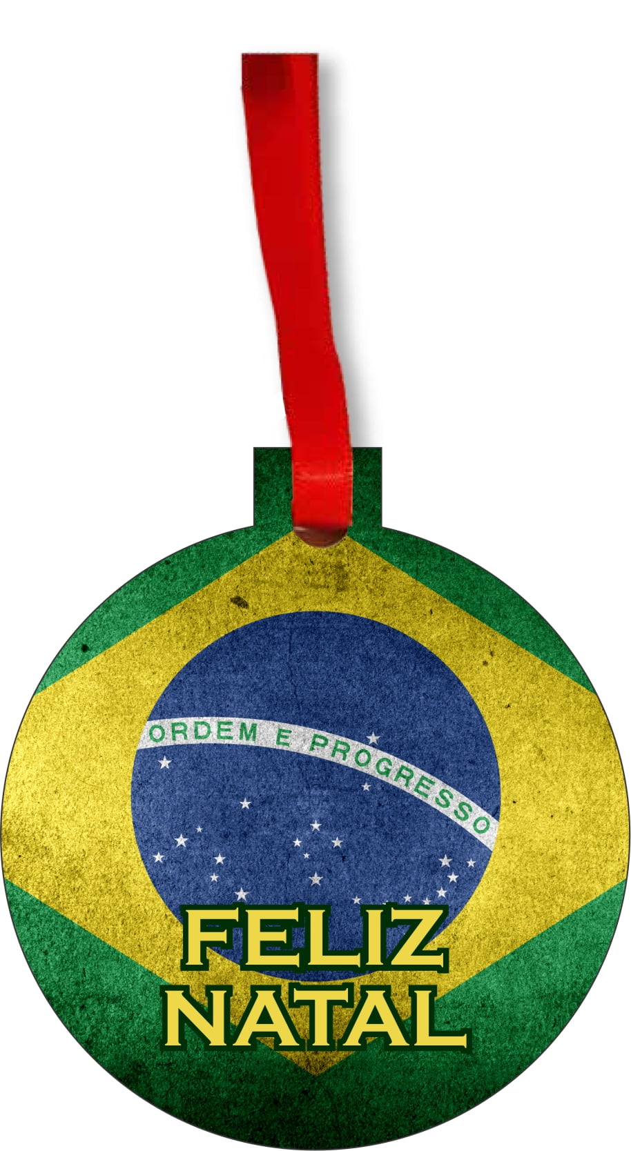 Flag Brazil Feliz Natal Brazilian Grunge Flag Round Shaped Flat