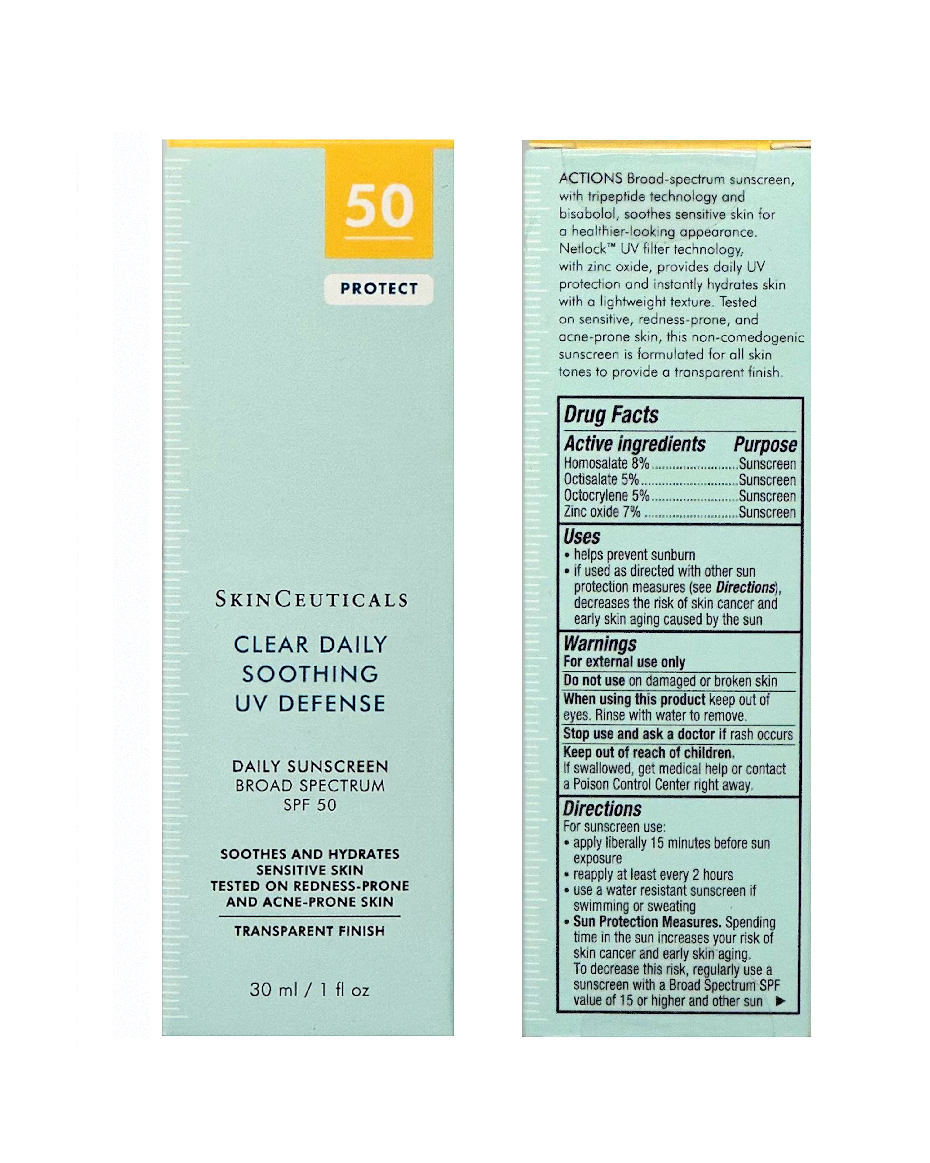 SkinCeuticals Clear Daily Soothing UV Defense Sunscreen SPF 50 1.0 fl oz (30ml)