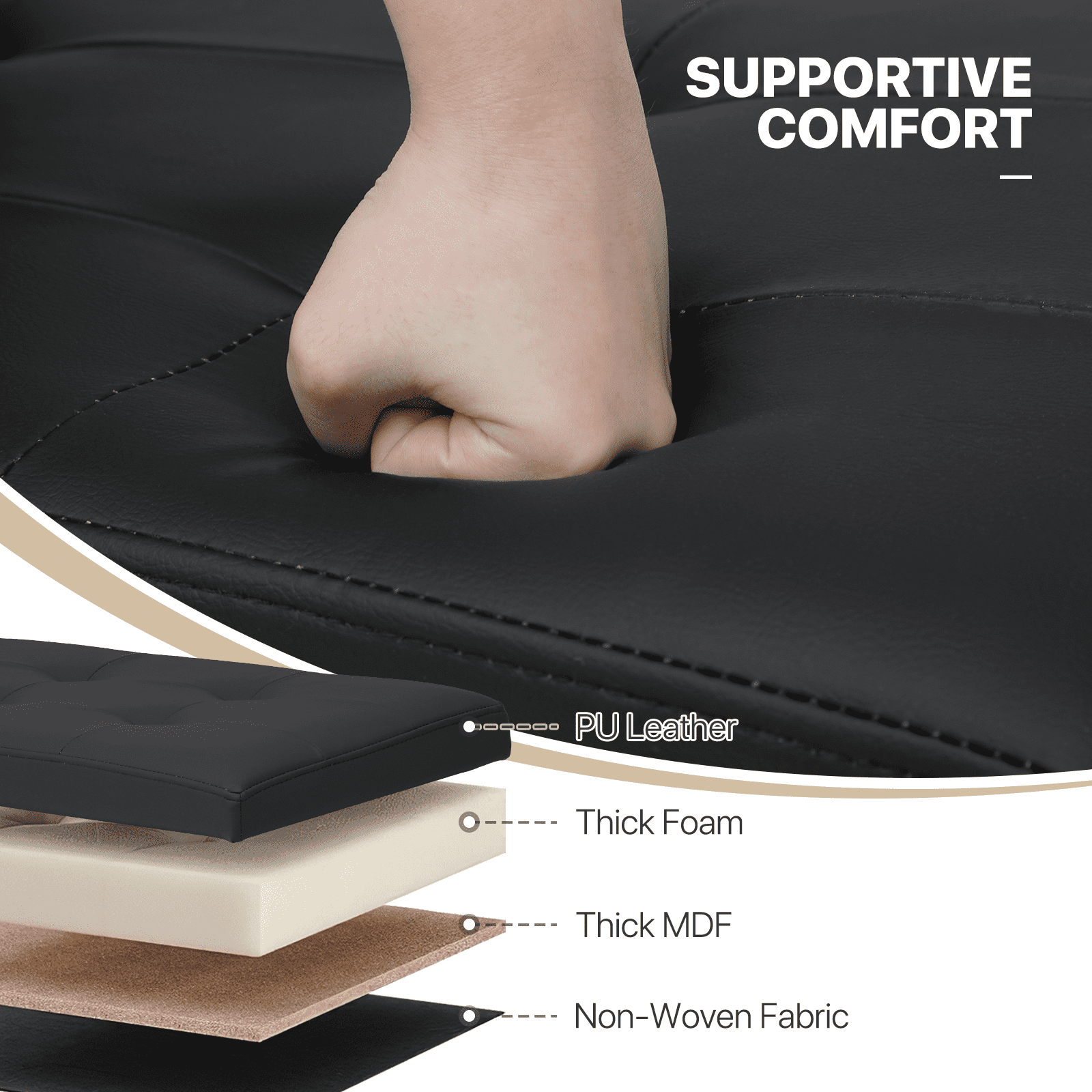 MoNiBloom 30" Folding Storage Ottoman Bench, PU Leather Collapsible Footrest Ottoman with Storage, for Living Room Bedroom Entryway, Black