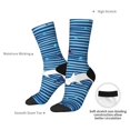 thumbnail image 4 of Fotbe Sharks on White Blue Striped Pattern Long Socks for Men & Women – Breathable & Stretchy Compression Socks, Ideal for Running, Travel, and Everyday Wear Size 5-11, 4 of 6