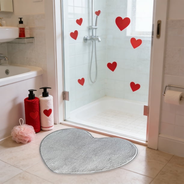 Hogar y cocina, Baño, Alfombras de baño, Alfombra decorativa suave con temática de amor, lavable a máquina, planchable, alfombra de fibra de poliéster