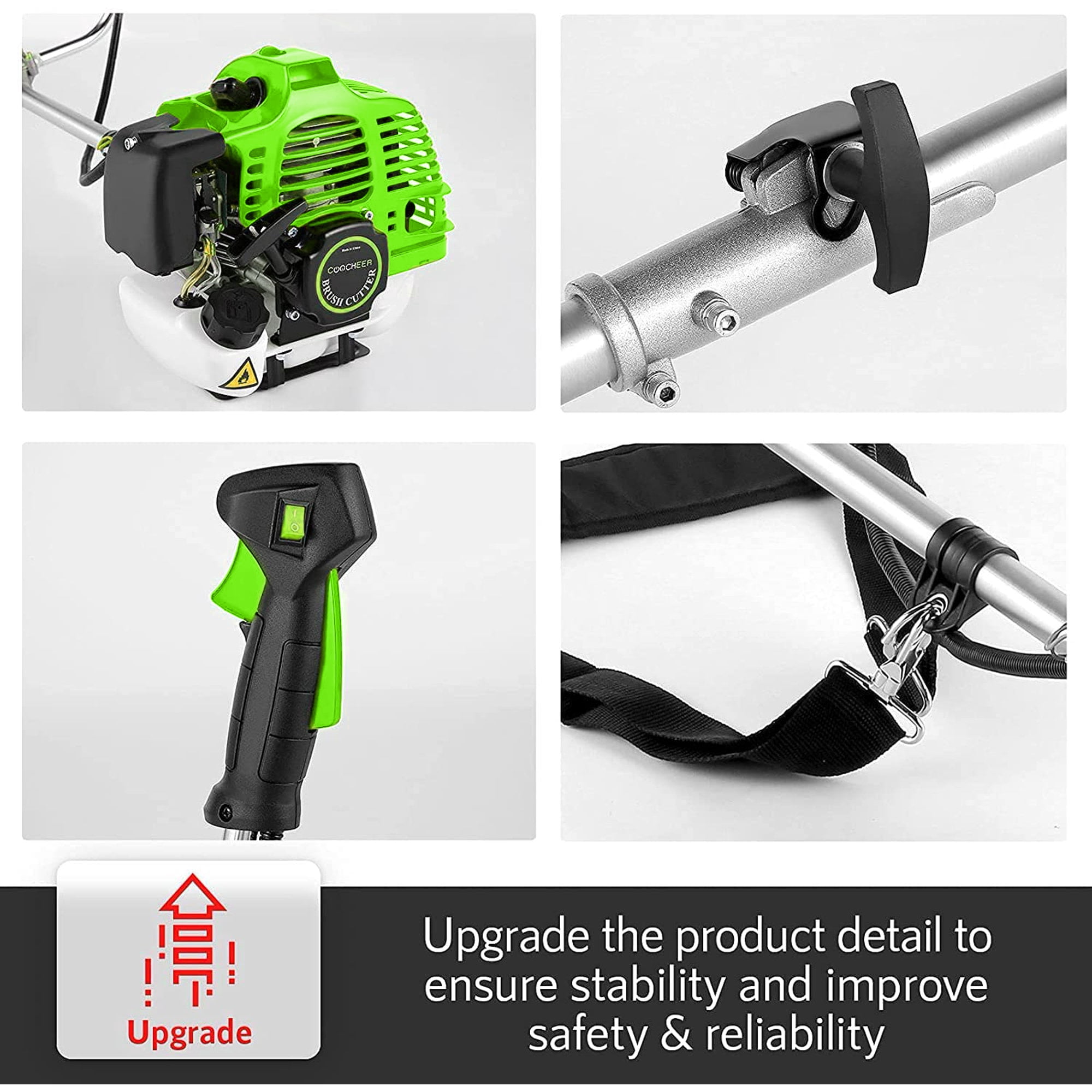 Adnoom Weed Eaters, 4-in-1 String Trimmer Gas Weed Trimmer, Lightweight Weedeater for Lawn Care Gas Weed Eaters/Edger Brushcutter Lawn Edger with 4 Detachable Head, Green