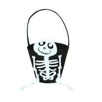 Twfbrm Halloween Trick or Treat Bags, Jack-o'-Lantern Candy Buckets with Handle, Portable Handheld Skeleton Snack Pails Reusable Tote Bags Goodie Basket Halloween Party Favor Supplies for Kids