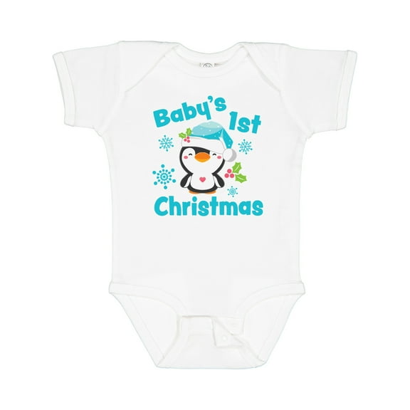 Inktastic Baby's 1st Christmas with Cute Penguin and Snowflakes Boys or Girls Baby Bodysuit