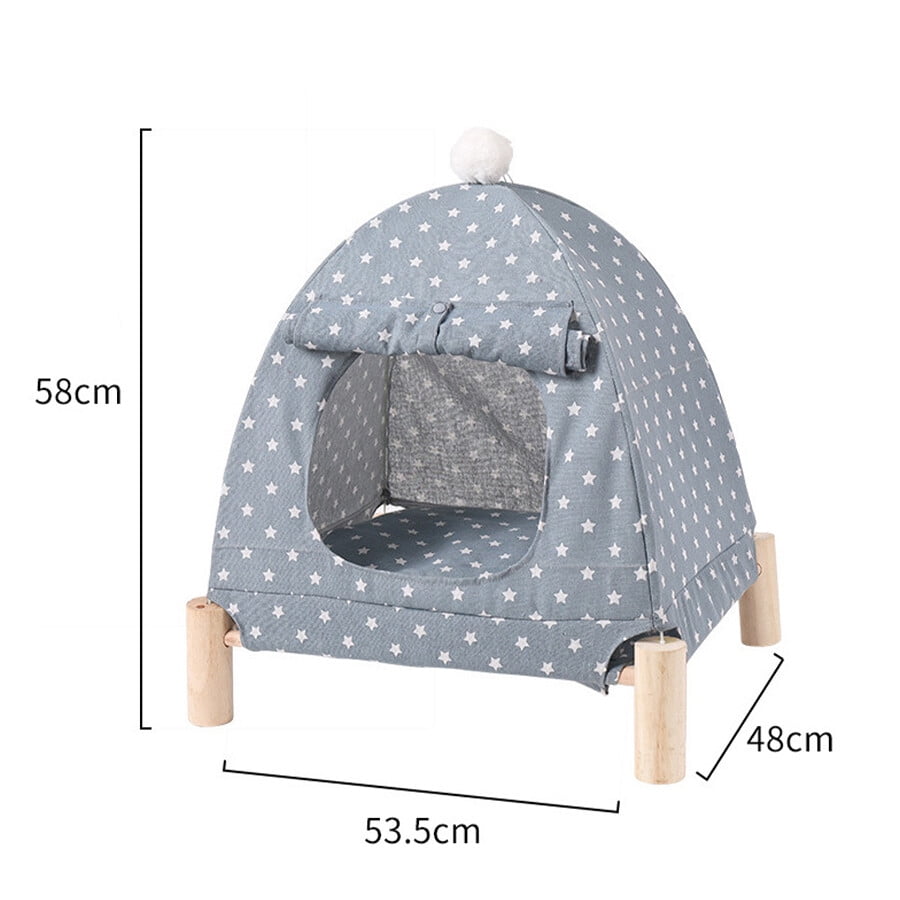 TOPCHANCES Wooden Frame Elevated Dog Cat Pet Bed with Removable Canopy Tent, Portable Dog Cat Tent for Outdoor & Indoor Use