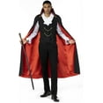 Vampire Robe Men Morph Men's Scary Vampire Costume with Cloak, Cane, and Ruffle Detail ...