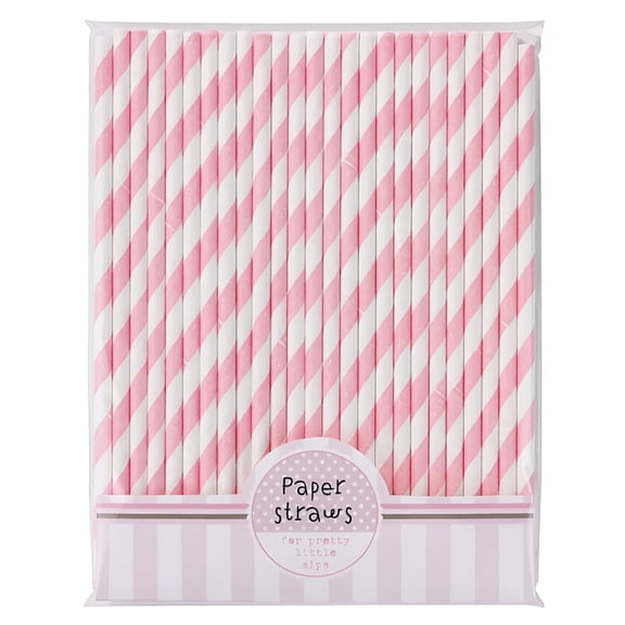 ACDANC Pink and White Striped Paper Straws 30 Pack - 8 Inch Eco-Friendly Drinking Straws for Cocktails, Smoothies, and Parties, Biodegradable Beverage Straws for Home and Restaurant Use