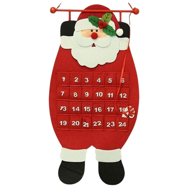 Yuarrent Calendario de Adviento Colgante de Navidad Muñeco de nieve Elk Adornos Colgador numerado Almacenamiento Decoración Navidad Año Nuevo Kits de decoración para fiestas Papá Noel