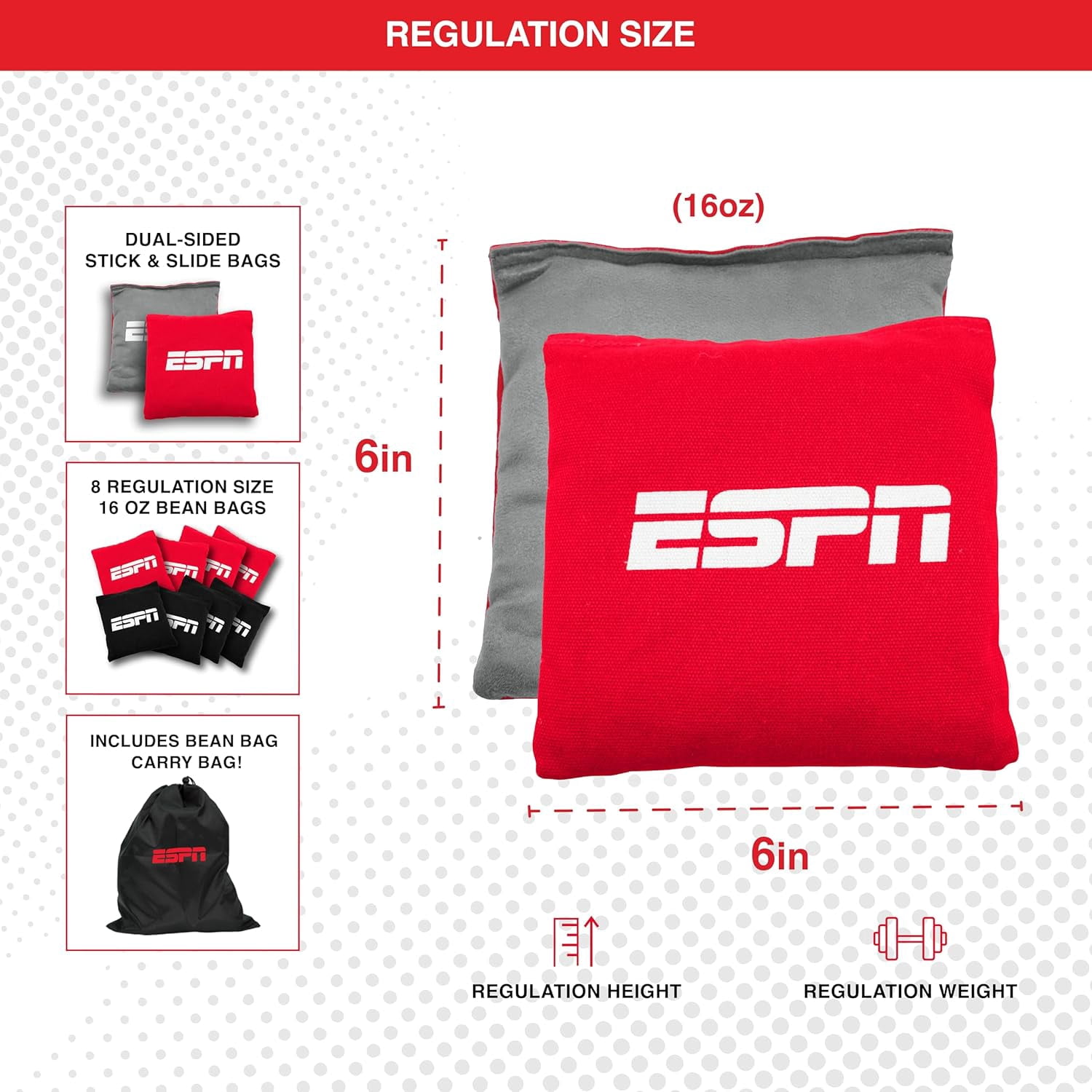 ESPN Cornhole Board Set, 2 x 3 Feet Wood Cornhole Board with 8 Cornhole Bags & Travel Case