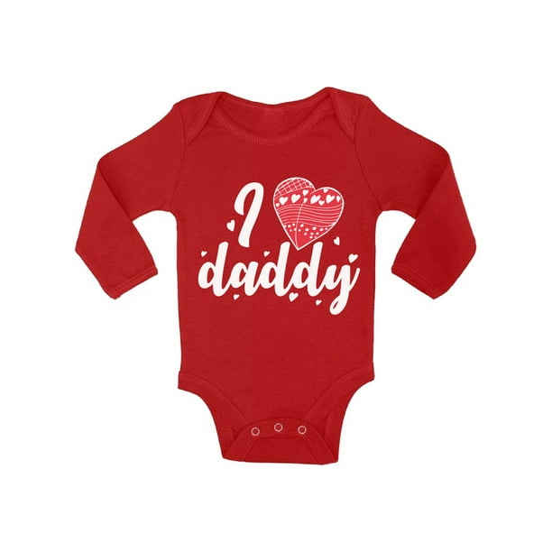 Awkward Styles Love Daddy Long Sleeve Baby Bodysuit Lovely Red Heart One Piece Babies Clothes I Love Daddy Baby Girl Clothing I Love Daddy Baby Boy Birthday Party Clothes Best Dad Ever