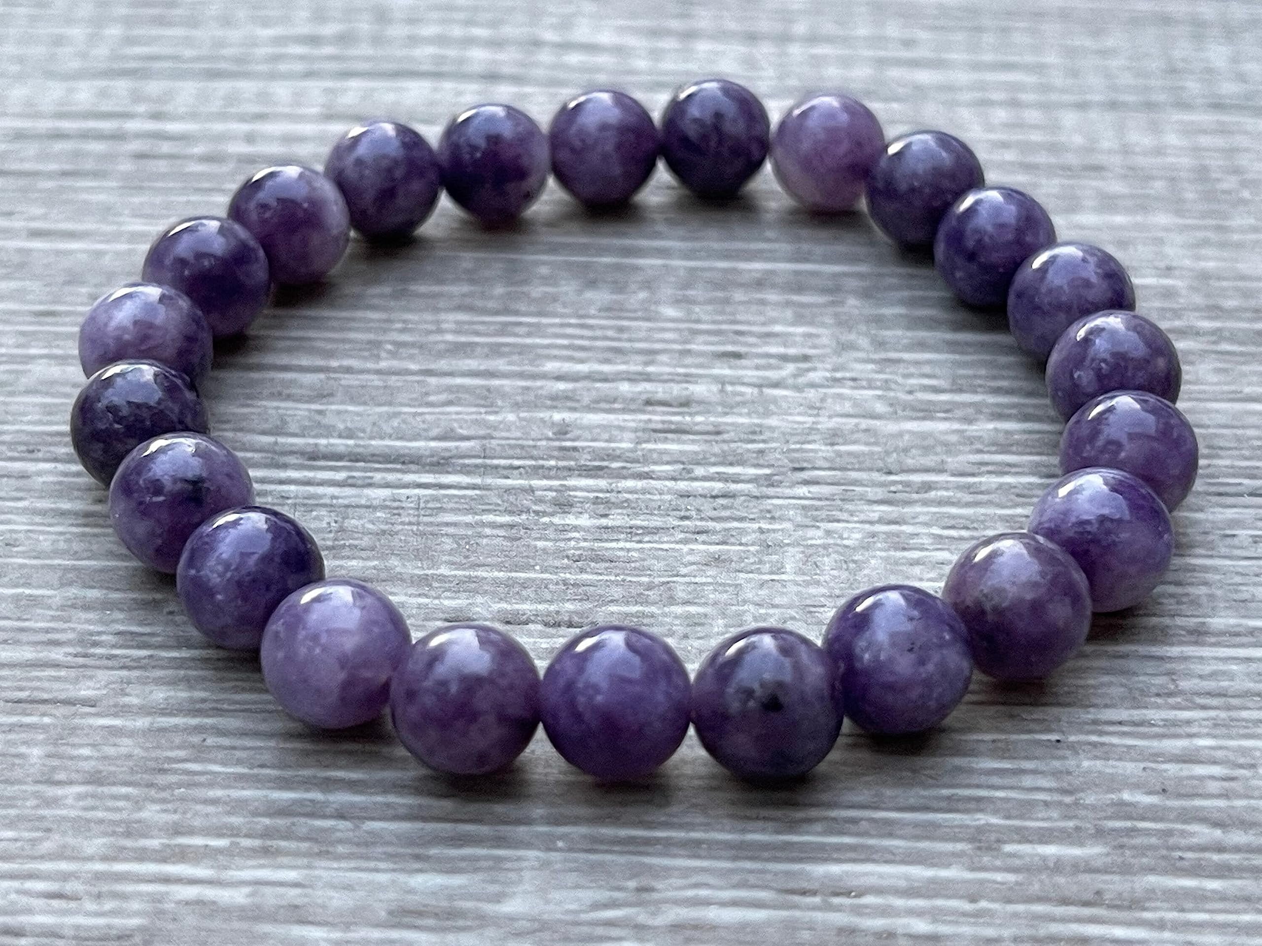 Lepidolite Crystal Bead Bracelet 8mm, Wholesale Genuine Lepidolite Stretch Gemstone Bracelet, Lepidolite Gift for Men & Women (3)