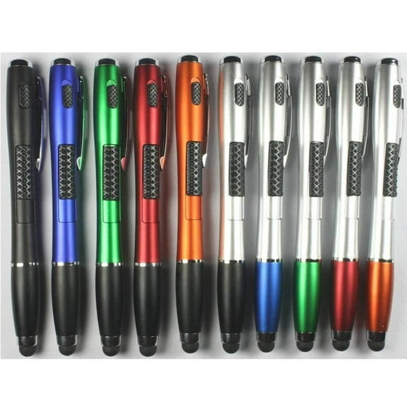 Stylus Pen [10 Pcs], 3-in-1 Universal Touch Screen Stylus Pen (Stylus   Ballpoint Pen   LED Flashlight) For Smartphones Tablets   10 Extra Ink