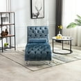 thumbnail image 2 of Velvet Chaise In Blue, S-shaped Ergonomic For Comfort, Thick Sponge Filled, Wood Frame & Acrylic Feet, Living Room Bedroom Office Lounge, S-shape Foam Padding, And With Pillow, Use, 2 of 6