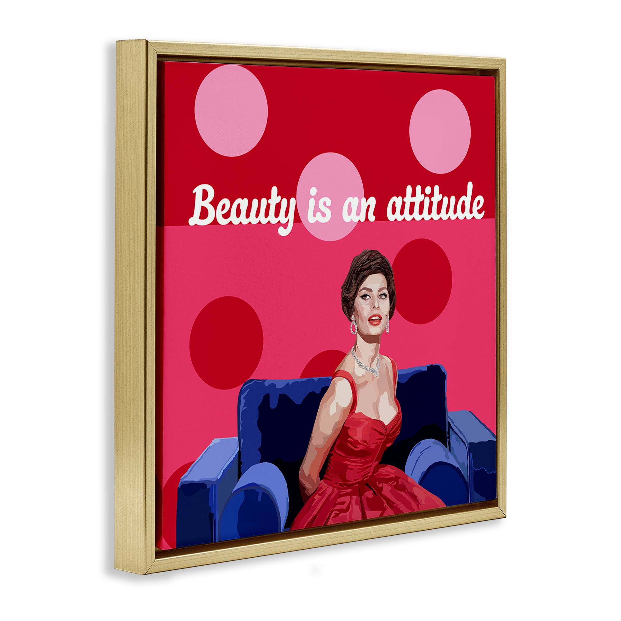 Stupell Industries Beauty Is An Attitude Gold Framed Floater Canvas Wall Art, design by Lynnda Rakos