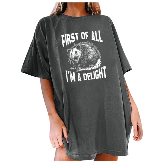 TSADFHJI Hauts d'Été pour Femmes Mode Décontractée Col Rond T-Shirts Manches Courtes Décontractées T-Shirts Amples L Gris