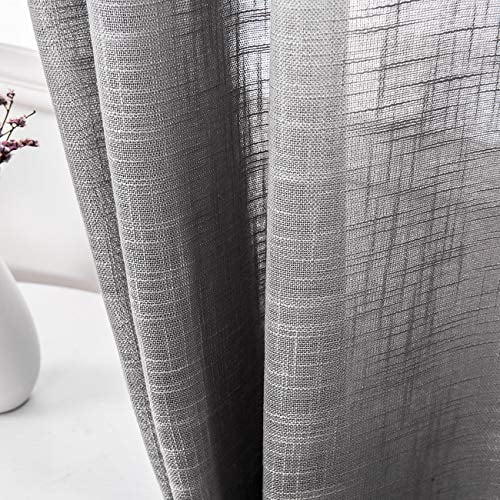 Amhoo 2 Panels Linen Sheer Curtains Premium Heavy Semi Dries With Grommet Top Ds Voile Window Treatment For Living Bedroom Room Light Gray 52 X 95 Inch Com Amhoo 2 Panels Linen Sheer Curtains, Heavy Grey Curtains