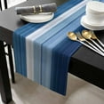 thumbnail image 3 of Dark Blue Ombre Stripes Cotton Linen Table Runner 14 x 72 inch Chic Vintage Simple Abstract Art Non-slip Rectangular Dining Table Decor for Wedding Party Holiday Dinner, 3 of 8