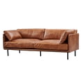 thumbnail image 2 of Crafters and Weavers Venezia Contemporary Leather Loveseat in Light Brown/Black, 2 of 9