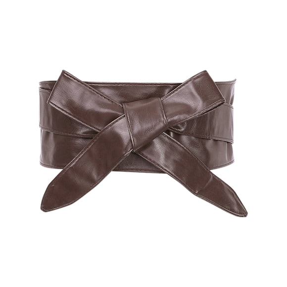 CINTURÓN ANCHO DE FAUX LEATHER CON LAZO PARA MUJERES, 86.6x3.3" Café