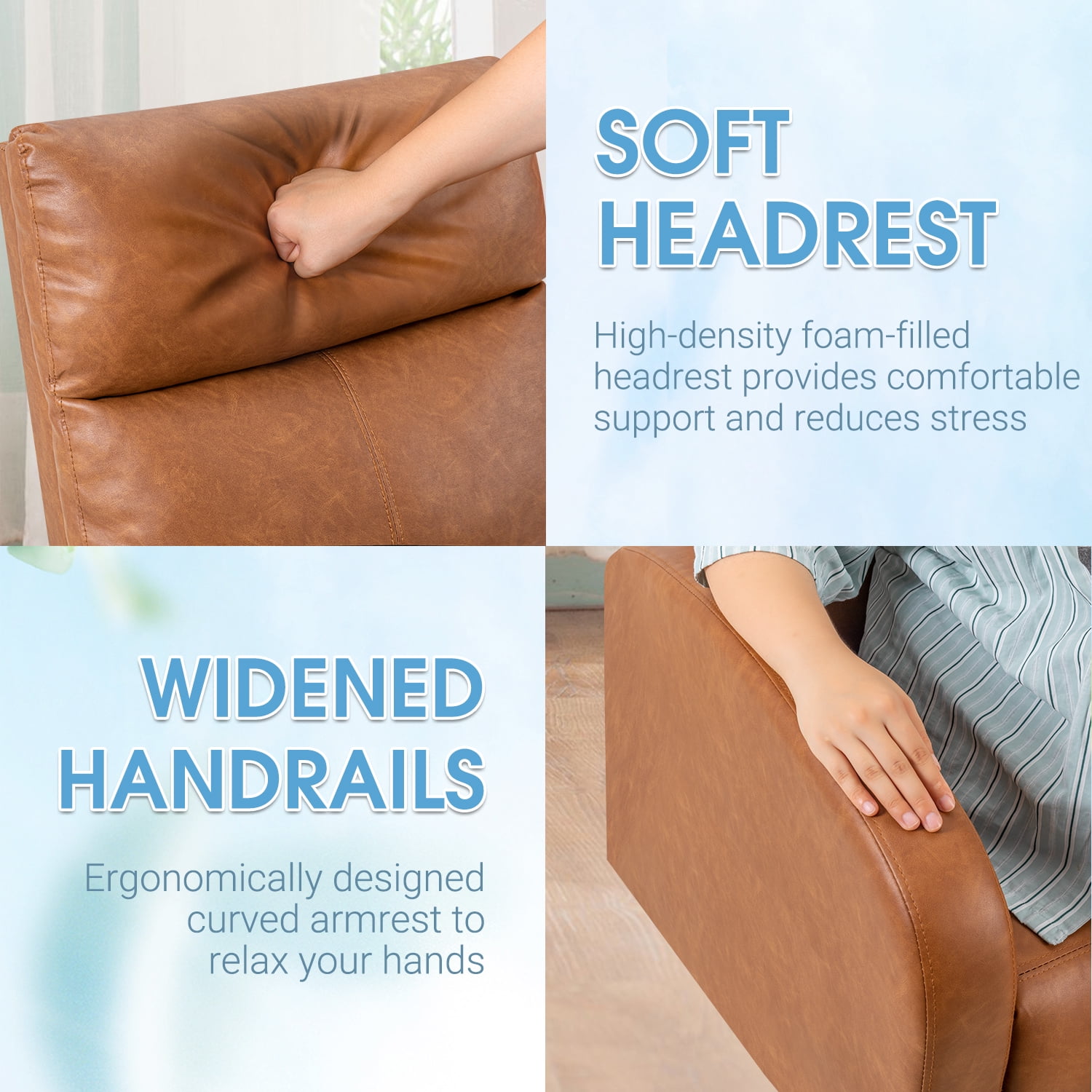 Homall Recliner Chair Padded Seat Pu Leather for Living Room Single Sofa Recliner Modern Recliner Seat Club Chair Home Theater Seating, Khaki