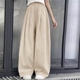 thumbnail image 4 of ZACPNCV Girls Wide Leg Pants Lightweight Casual Elastic High Waist Straight Leg Loose Trousers Khaki 6-7 Years, 4 of 7