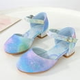 thumbnail image 5 of Splozh Girl's Dress Shoes Mary Jane Glitter Low Heel Wedding Party Princess Shoes for Toddler/Little/Big Kids,Blue 3, 5 of 6