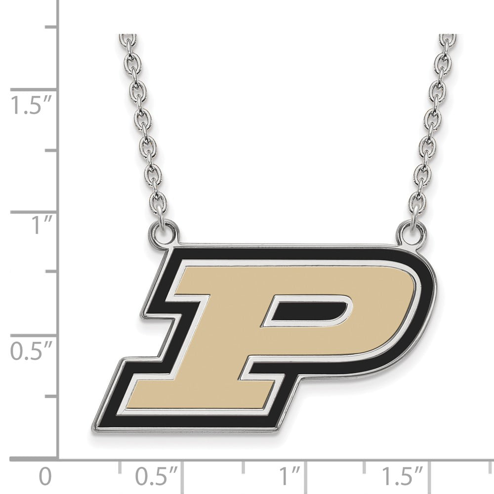 Width = 36mm Solid 925 Sterling Silver Official Purdue Large Pendant Necklace Charm Chain
