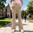 thumbnail image 7 of Liyamei Girls School Uniform Pants Elastic Waist Twill Bootcut Trousers Everyday Wear for 5-16 Years, 7 of 7