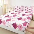 thumbnail image 3 of jejeloiu Modern Abstract Geometric Twin Sheet Sets,Pink Rhombus Print Bedding For Men Women 3 Pieces, 3 of 7