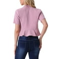 thumbnail image 3 of INSPIRE CHIC Women's Work Blazer Shawl Collarless Open Front Cropped Cardigan XL Pink, 3 of 6