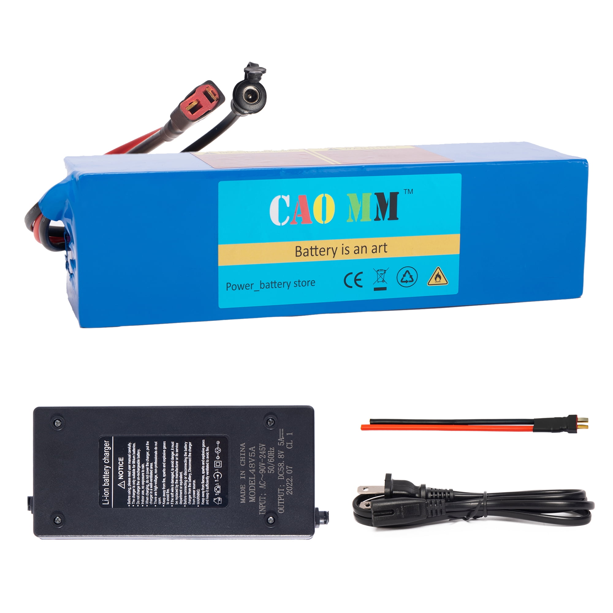 48V 8Ah Lithium Battery with 5A Fast Charger 30A BMS Ebike Battery for 750W Electric Bike
