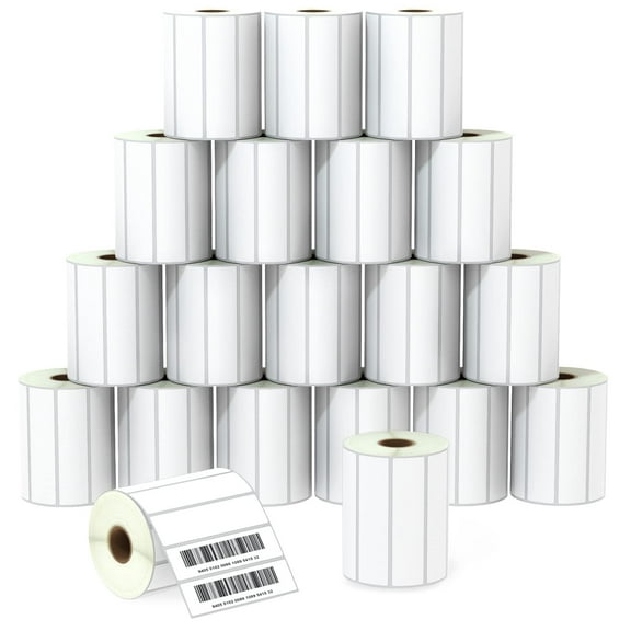 4" x 1" (102 mm x 25 mm) Multipurpose Labels Compatible with Zebra & Rollo Label Printer,Premium Adhesive & Perforated [20 Rolls, 27500 Labels]